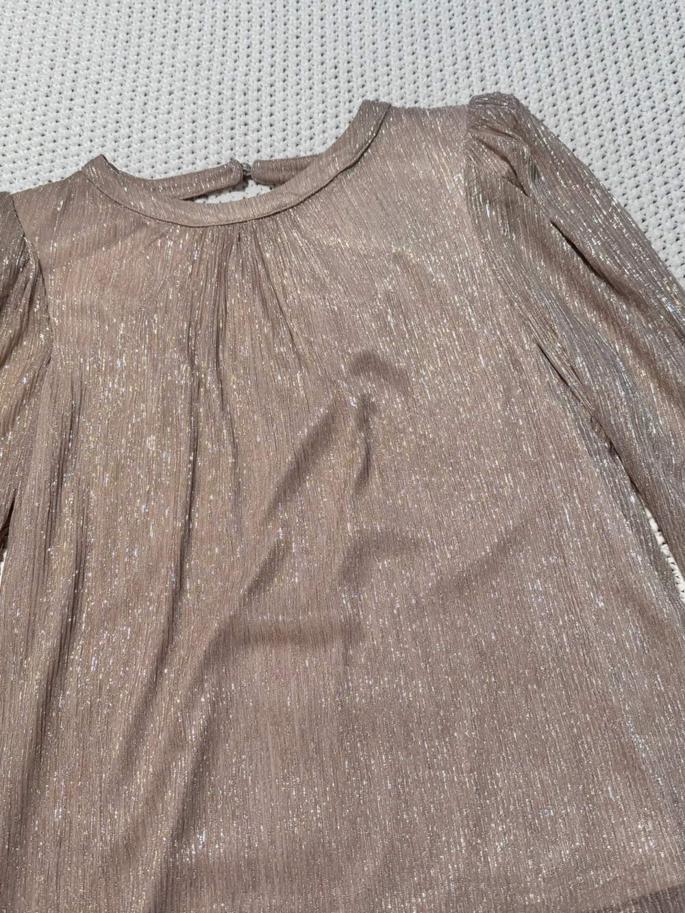 CeCe Shimmery Gold Long Sleeve Blouse